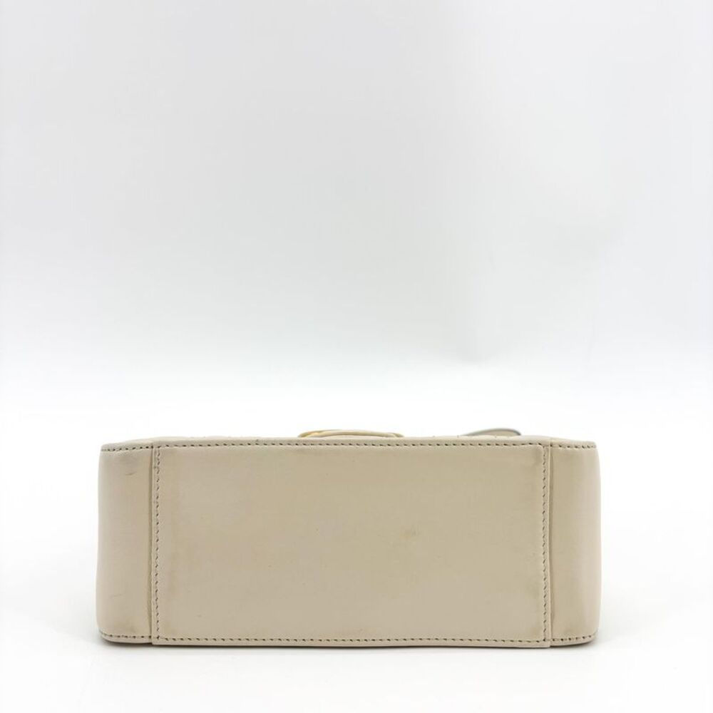 Gucci Gg Marmont Top Handle Flap Matelasse Leather White Leather Handbag - Picture 9 of 16